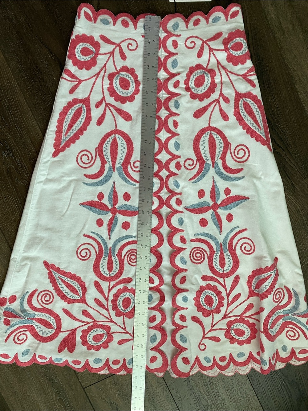$425 NWT Sea New York White A-Line Skirt with Coral and Soft Gray Embroidery - Picture 5 of 7